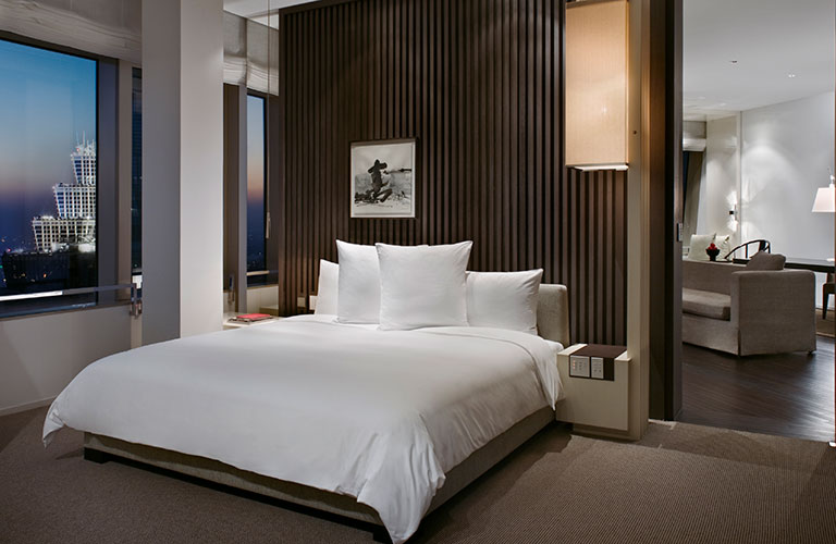Luxury guestroom with myRoom lighting control system