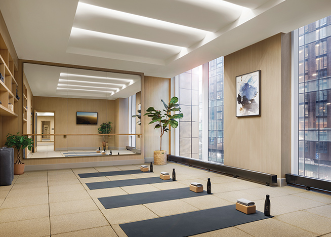 A yoga studio at Coterie Hudson Yards