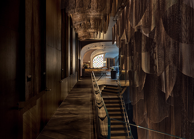 The top of the main stairs at Nobu Toronto