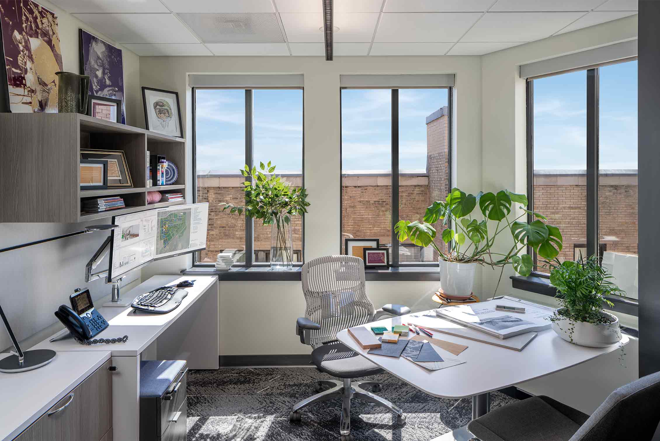 A private office with plants at Page's D.C. Office