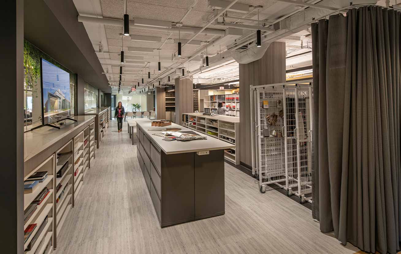 Ketra lighting installed in Page's Material Library at their D.C. office