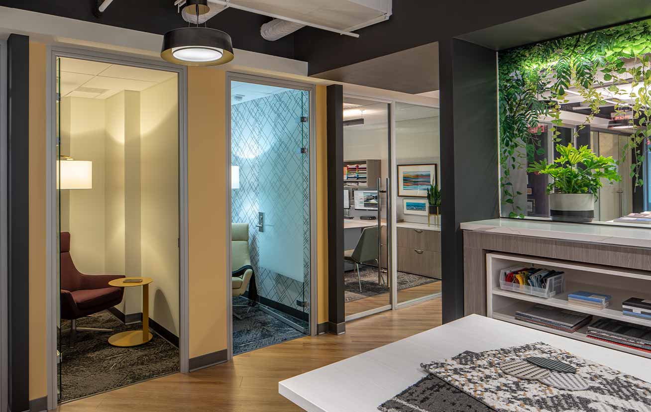 Privacy areas with Ketra lamps at Page's D.C. office