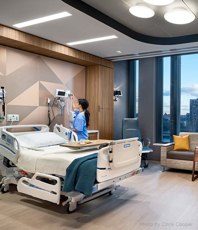 MSK Koch Building patient room, Chris Cooper