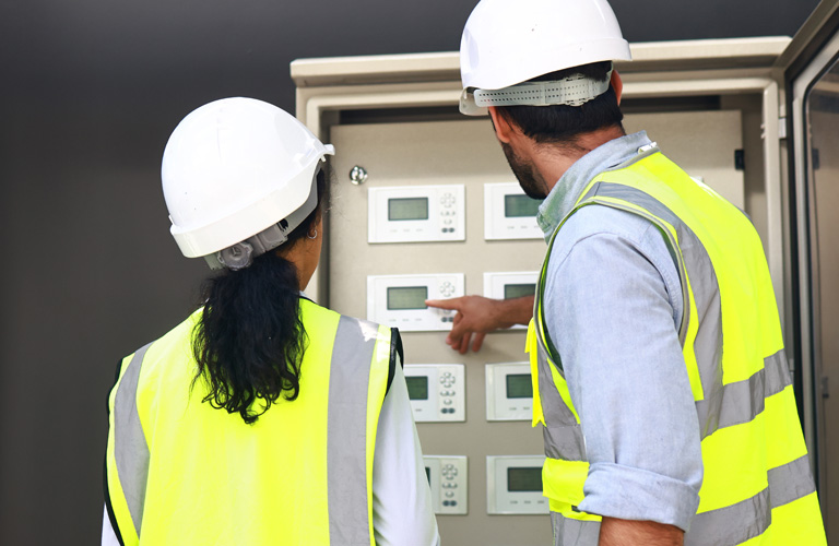 trabajadores en sitio de construcción