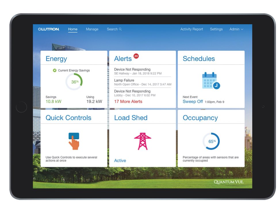 Building management software for Quantum lighting control system