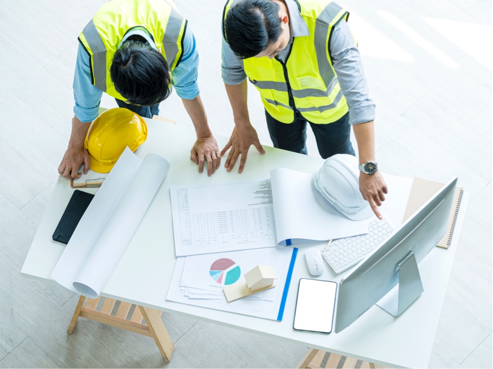 service technician helps electrician